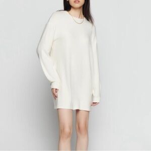 Reformation Cream Mini Sweater Dress
